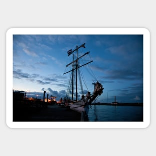 Tall Ship docked for the night Sticker